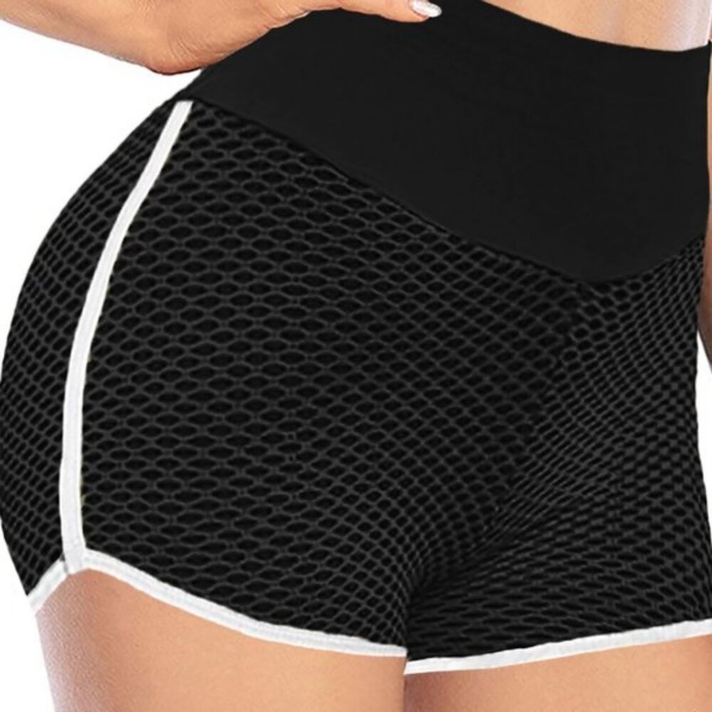 Dreamkue Charcoal High Waist Contrast Trim Butt Lifting Yoga Shorts Size M